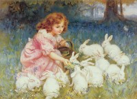 Frederick Morgan - ' Feeding the Rabbits' of ' Alice in Wonderland' ± 1904 / Bron: Frederick Morgan, Wikimedia Commons (Publiek domein)